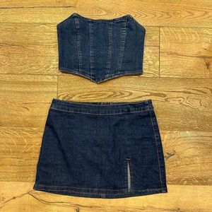 Adika jean skirt set